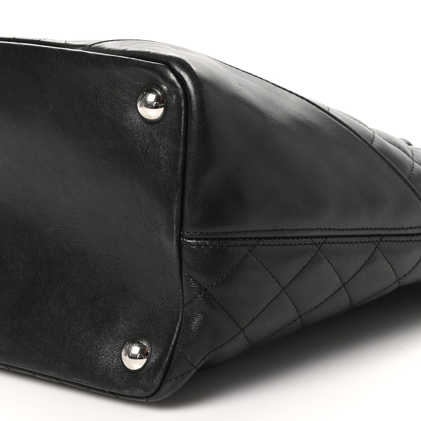 Calfskin Quilted Large Cambon Tote Black