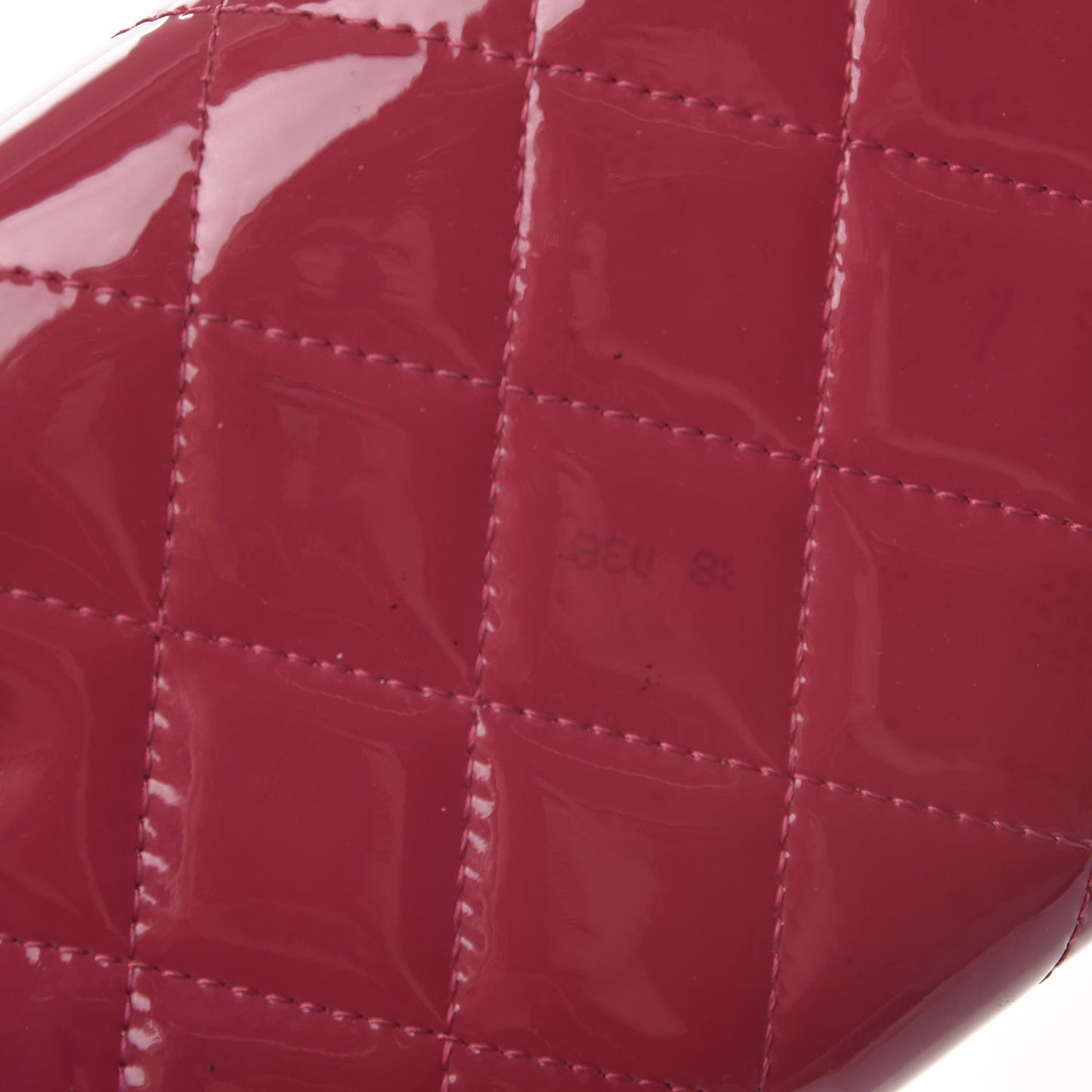 Patent Calfskin Quilted Large Brilliant Flap Wallet Fuchsia