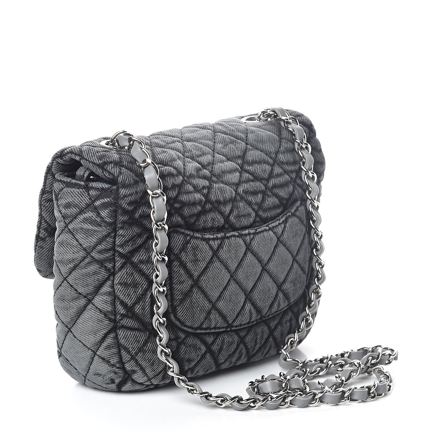 Chanel Washed Denim Quilted Small Denimpression Flap Grey Black 3 of 10