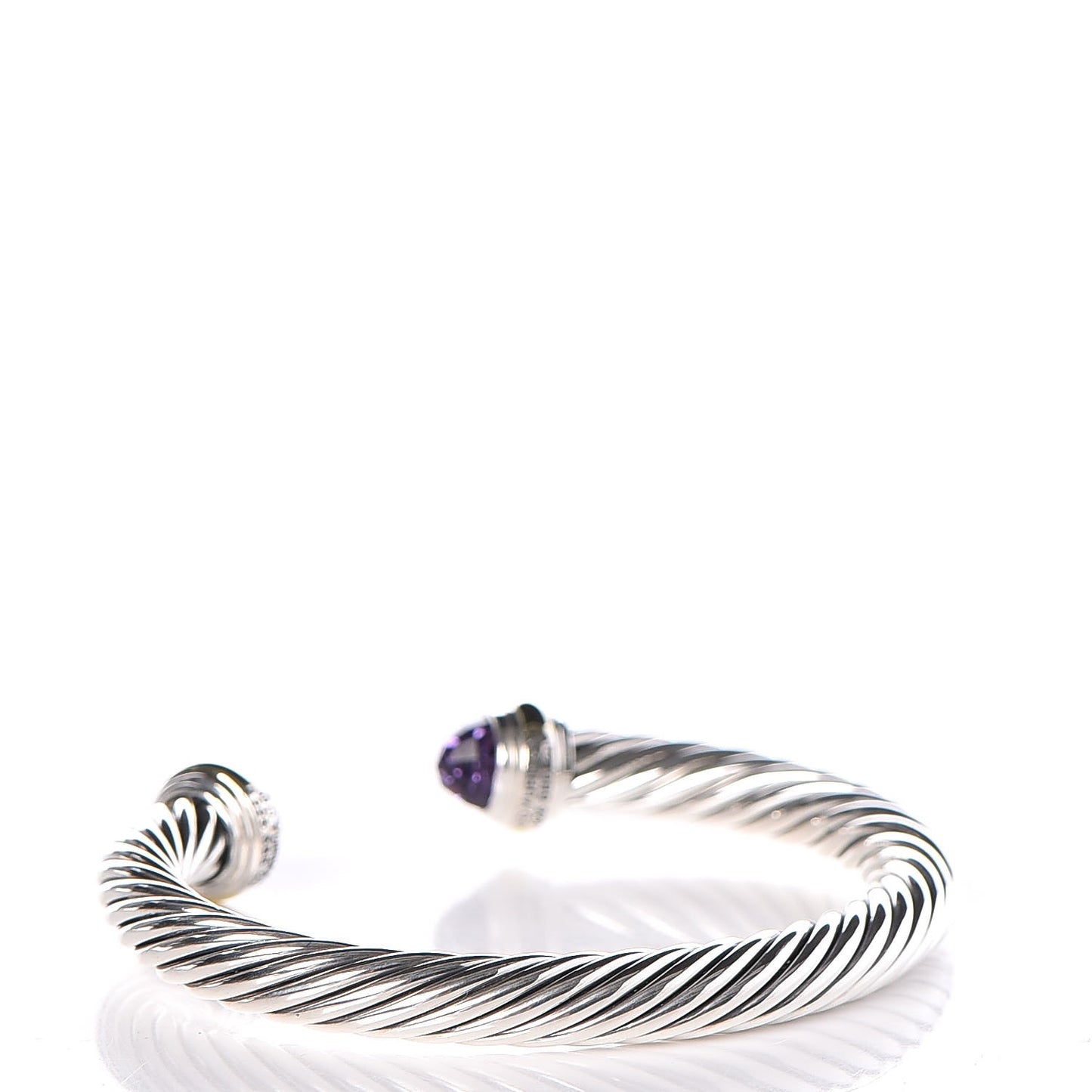 Sterling Silver 14K Yellow Gold Amethyst 7mm Cable Classics Bracelet