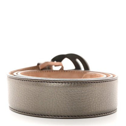 Gucci Metallic Calfskin Interlocking G 40mm Belt 95 38 Pewter 2 of 9