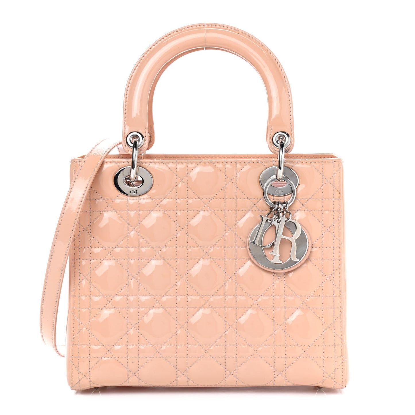 Patent Cannage Medium Lady Dior Rose Clair