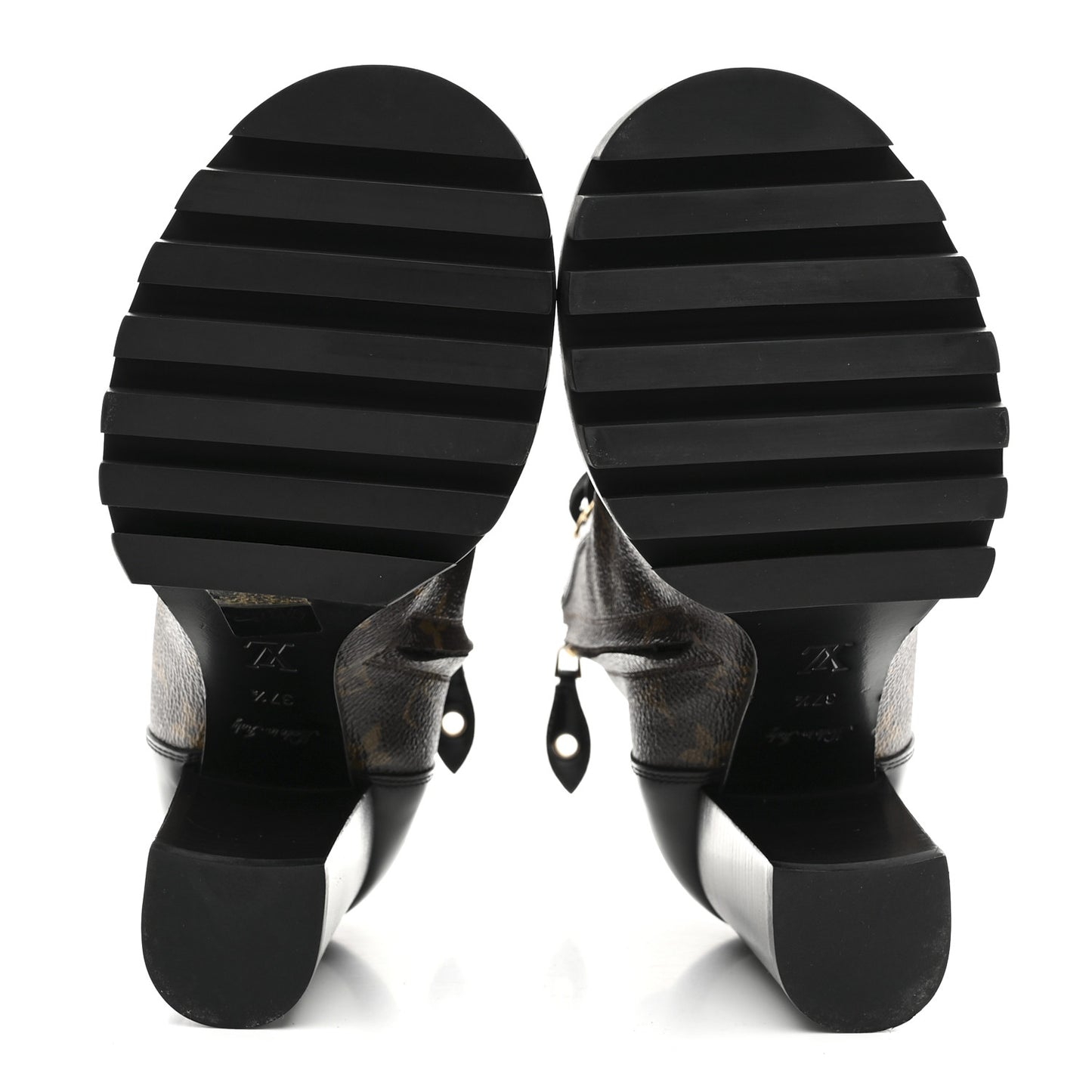 Patent Calfskin Monogram Star Trail Ankle Boots 37.5 Black