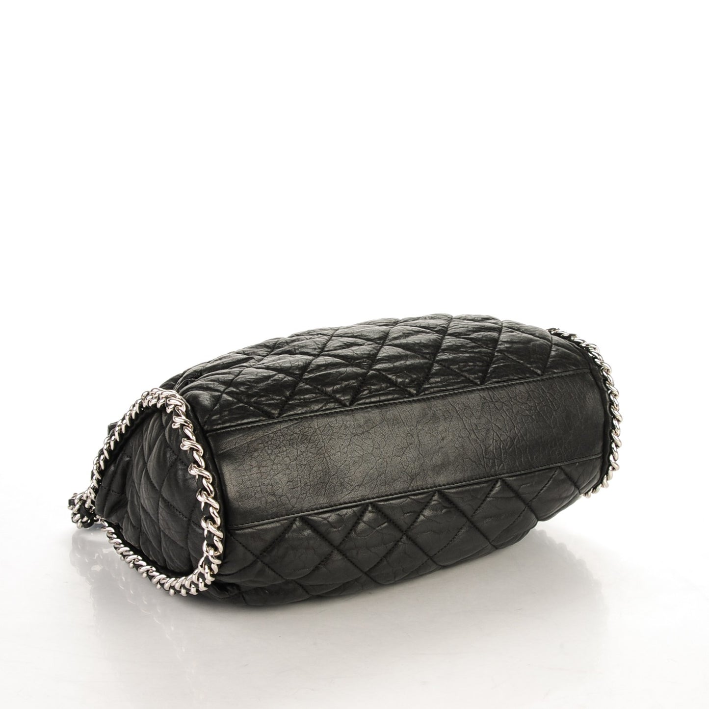Washed Lambskin Chain Around Hobo Black