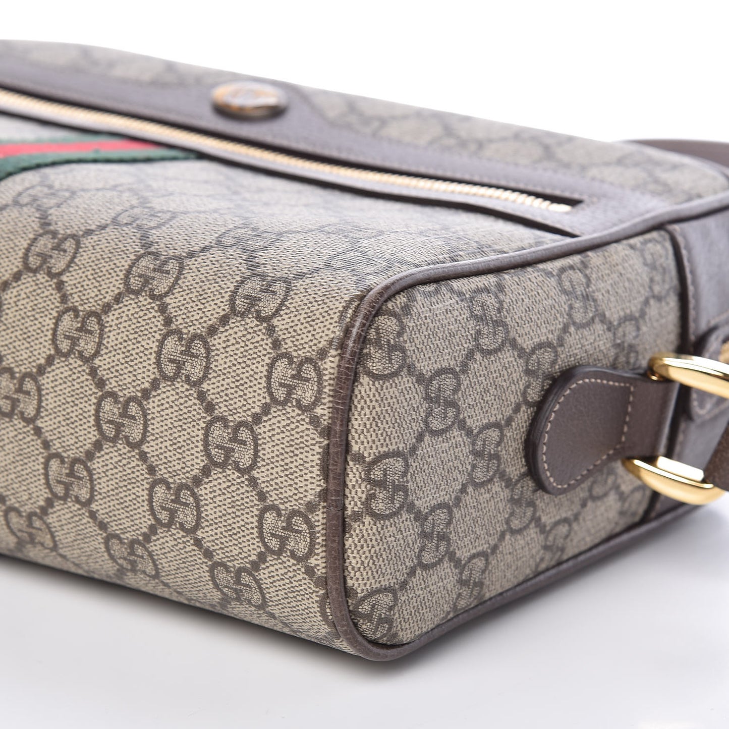 GG Supreme Monogram Web Small Ophidia Shoulder Bag Brown