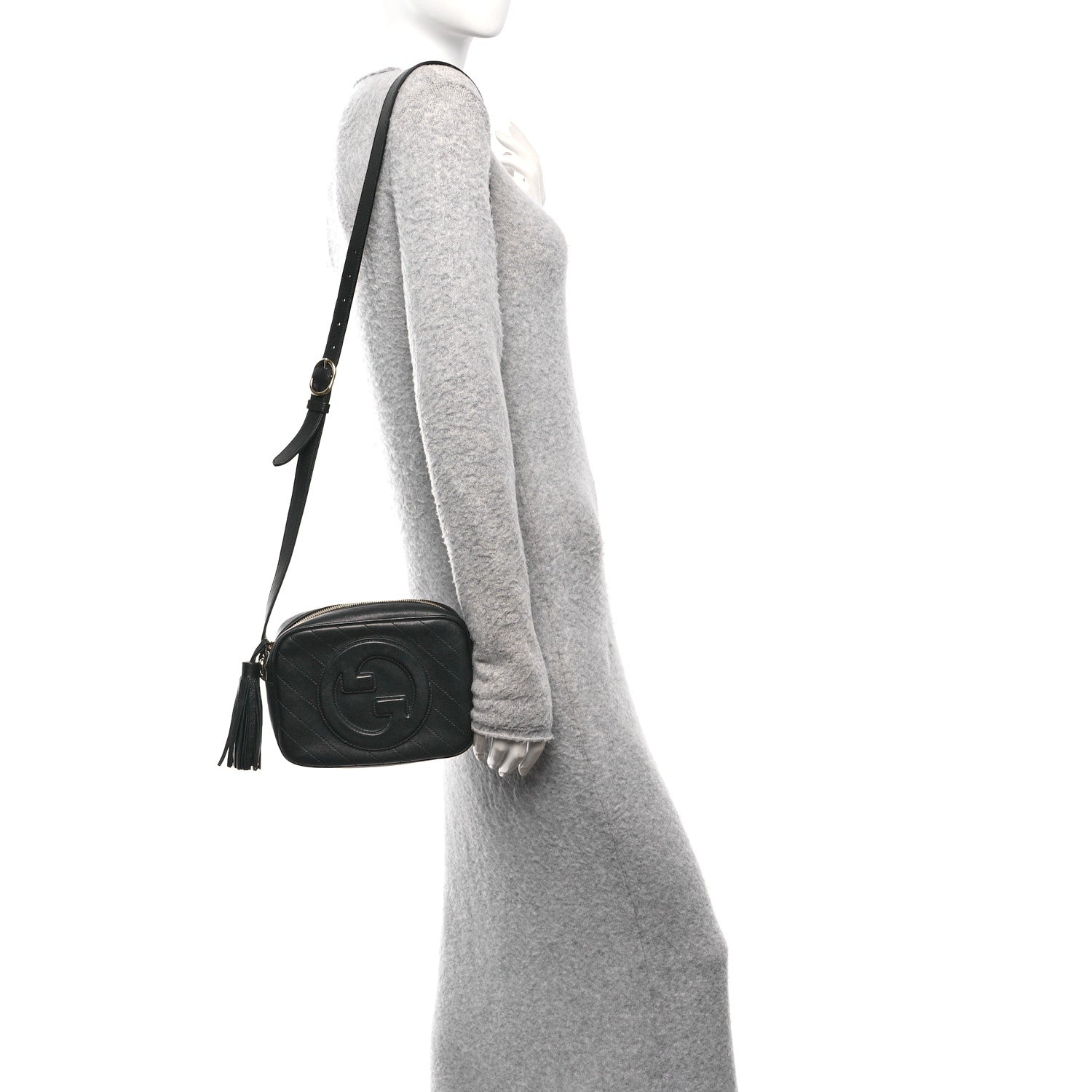 Gucci Sakai Be Green Calfskin Diagonal Stitched Small Blondie Shoulder Bag Black 2 of 11