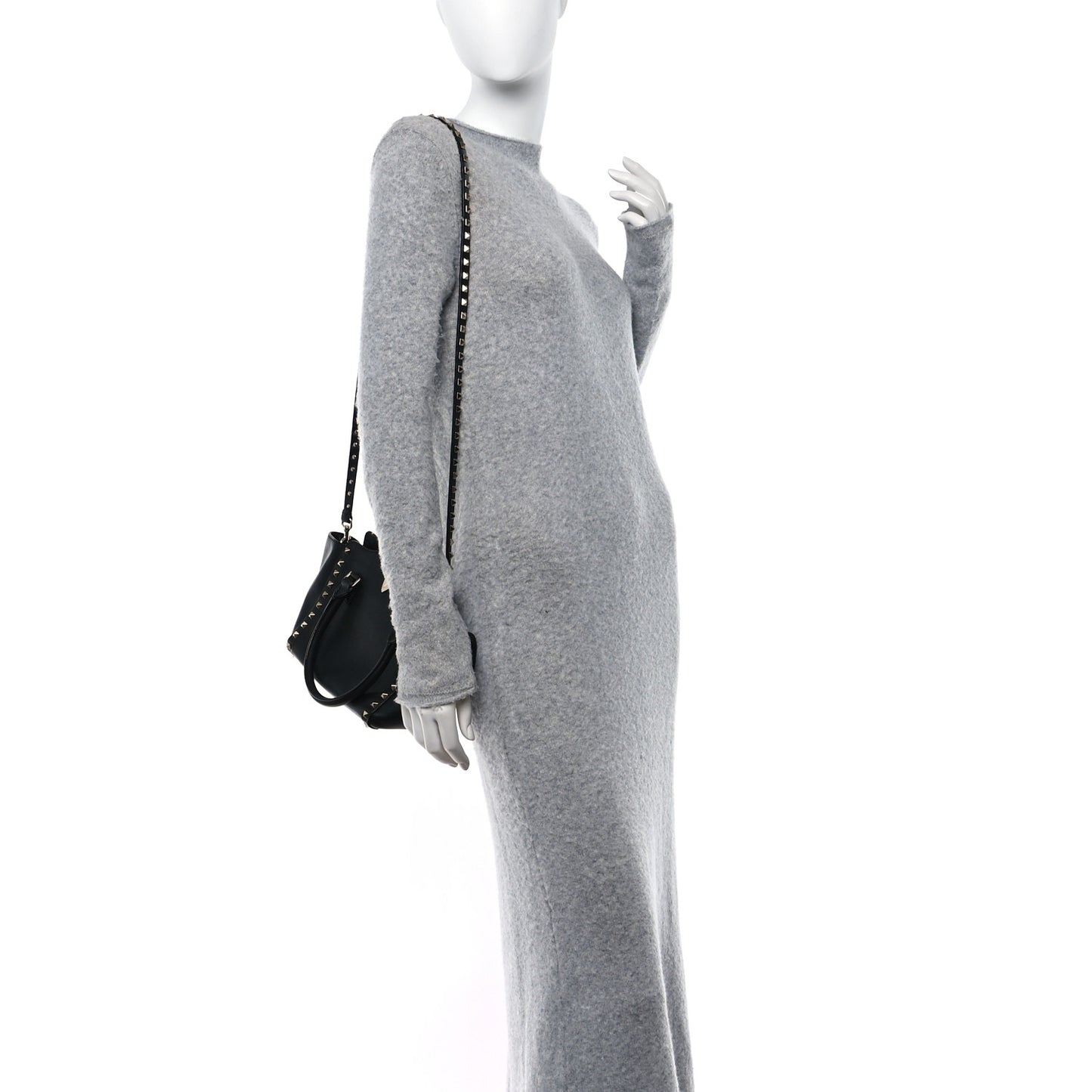 Vitello Mini Rockstud Double Handle Tote Black