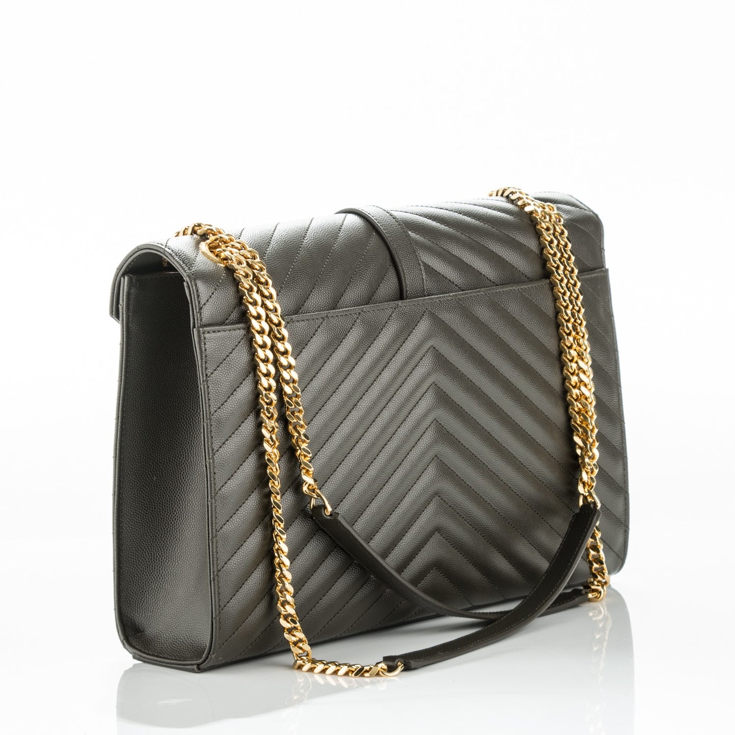 Grain De Poudre Matelasse Chevron Large Monogram Satchel Bronze