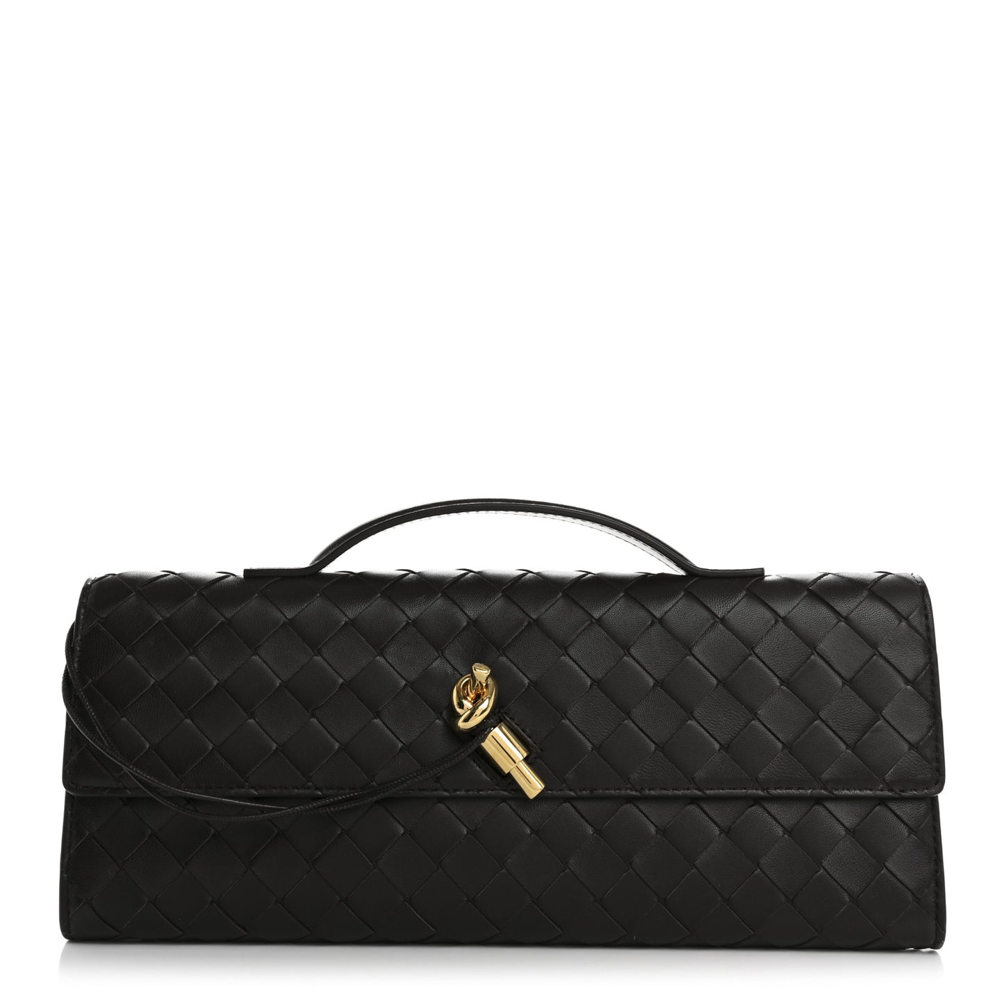 Nappa Intrecciato Long Andiamo Top Handle Clutch Fondant