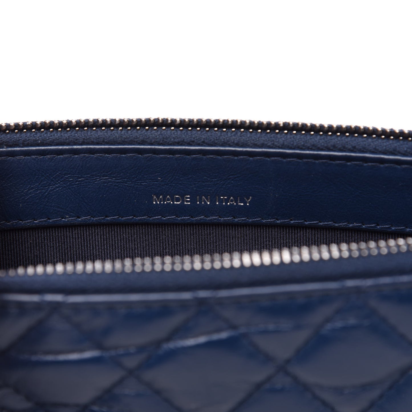 Aged Calfskin Quilted Small Gabrielle Clutch With Chain Navy Blue