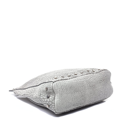 Jimmy Choo Washed Grainy Lambskin Studded Raven Hobo White Black 4 of 8