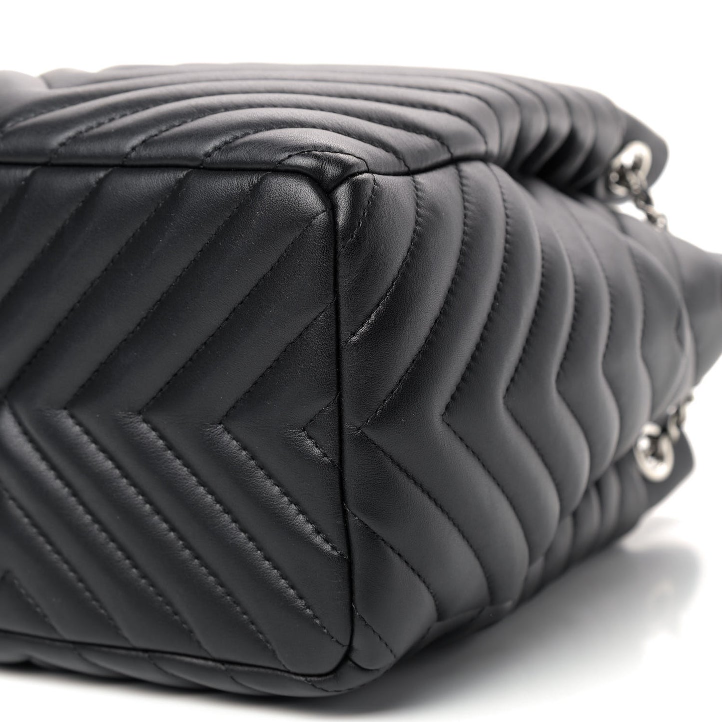 Calfskin Chevron Small Urban Spirit Drawstring Bag Black