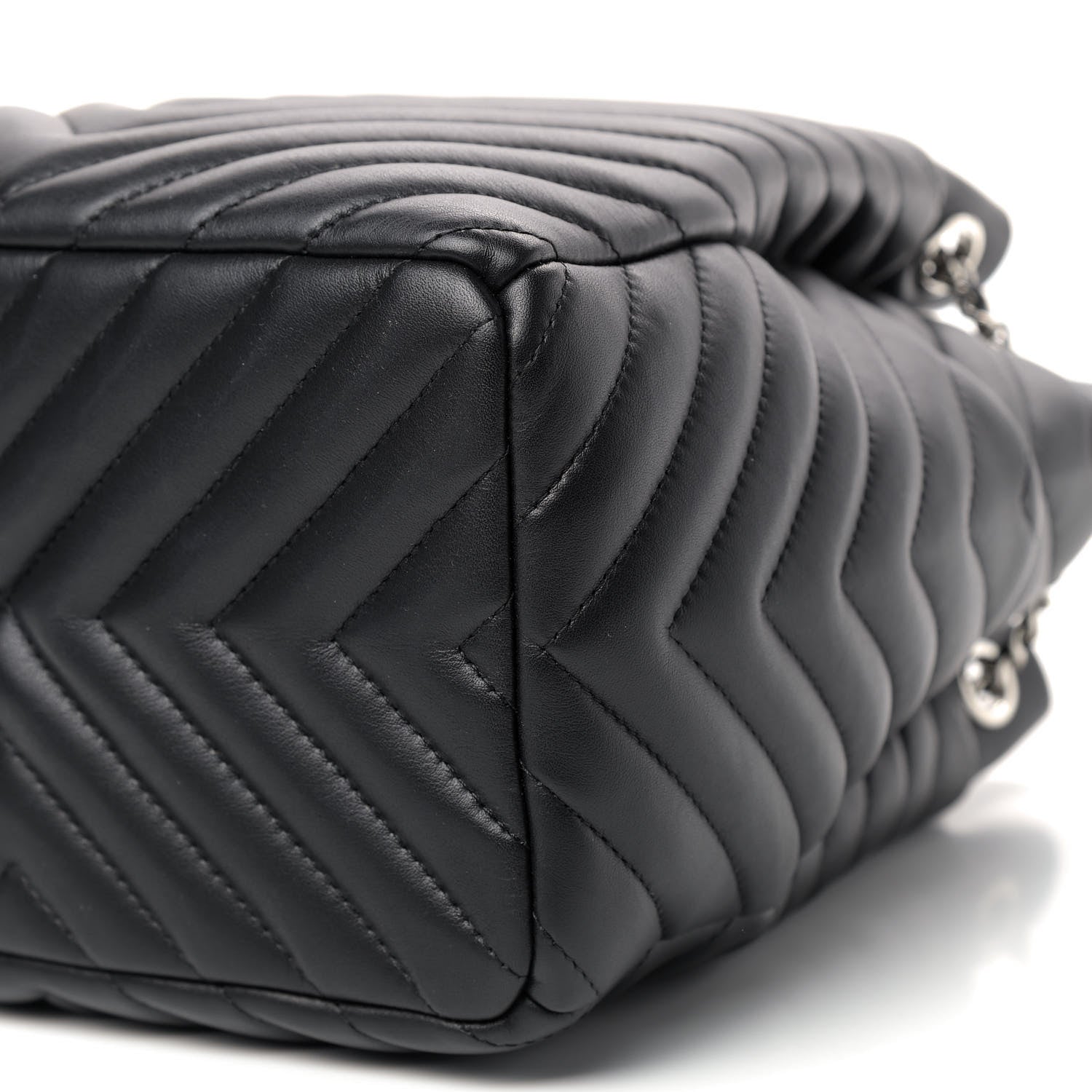 Chanel Calfskin Chevron Small Urban Spirit Drawstring Bag Black 7 of 9