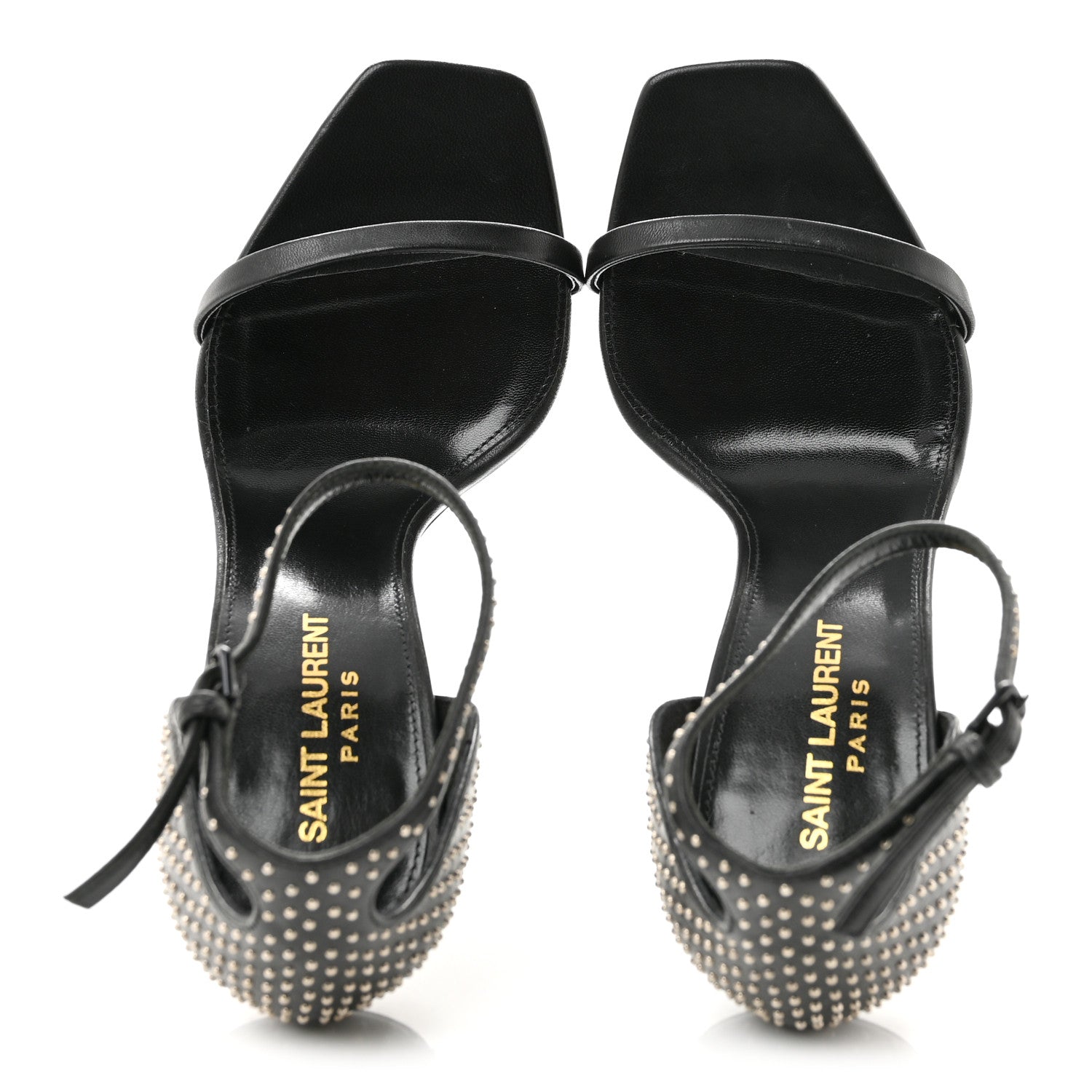 Saint Laurent Calfskin Studded Opyum Sandals 37 Black 2 of 9