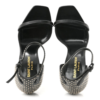 Saint Laurent Calfskin Studded Opyum Sandals 37 Black 2 of 9