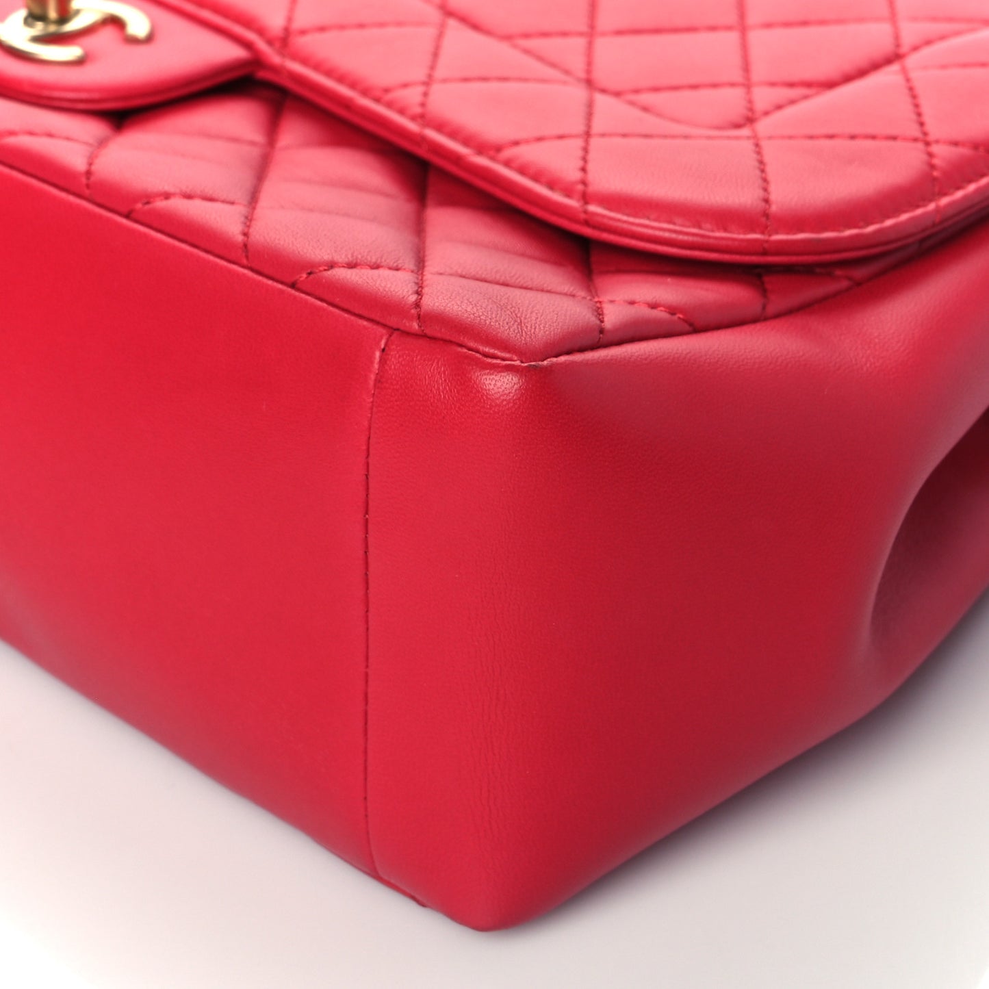 Lambskin Quilted Jumbo Mademoiselle Chic Flap Red
