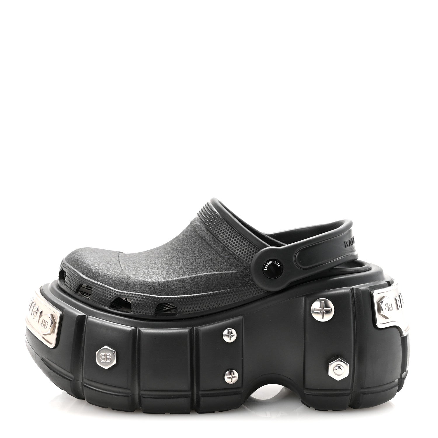 Balenciaga X CROCS Rubber Hardcroc Platform Sandals 39 Black 1 of 8