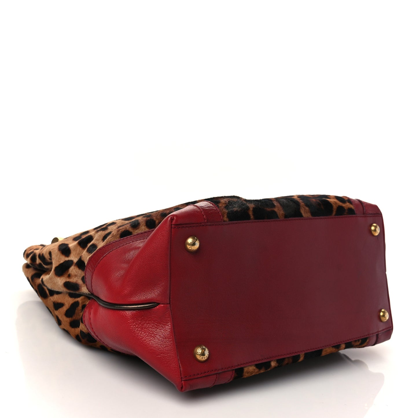 Calf Hair Leopard Print Satchel Red