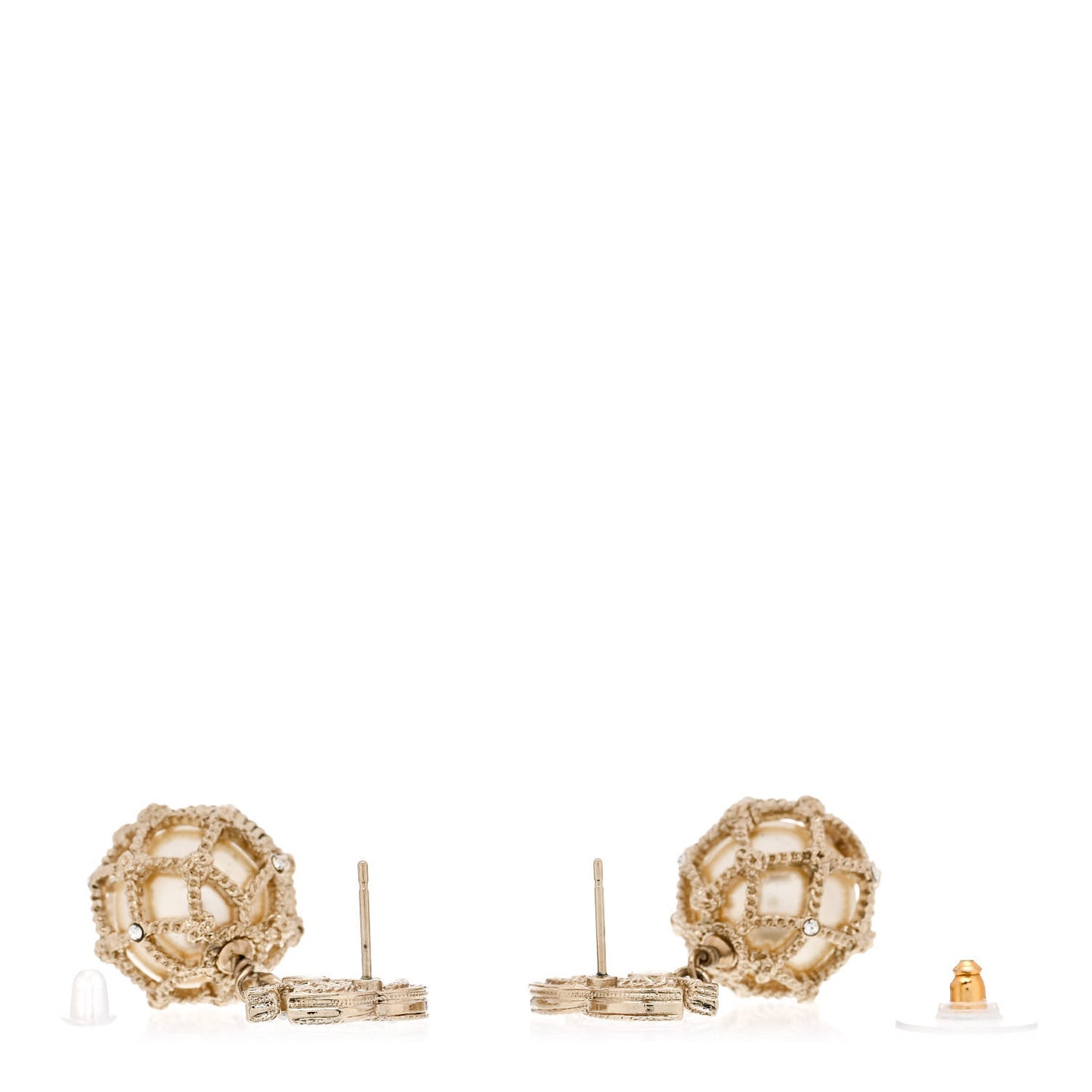 Pearl Caged CC Drop Earrings Gold