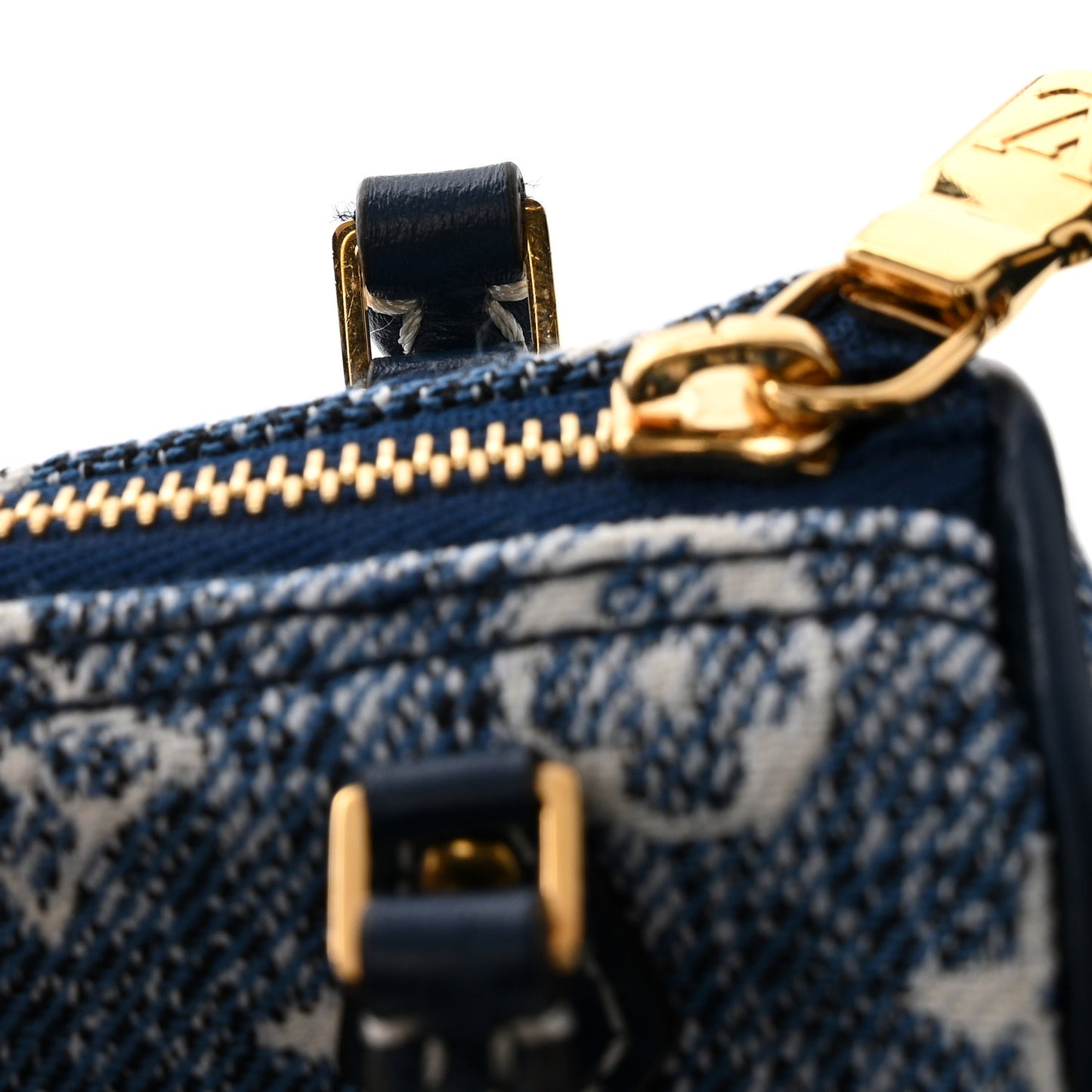 Denim Monogram Jacquard Micro Speedy Bag Charm Bleu