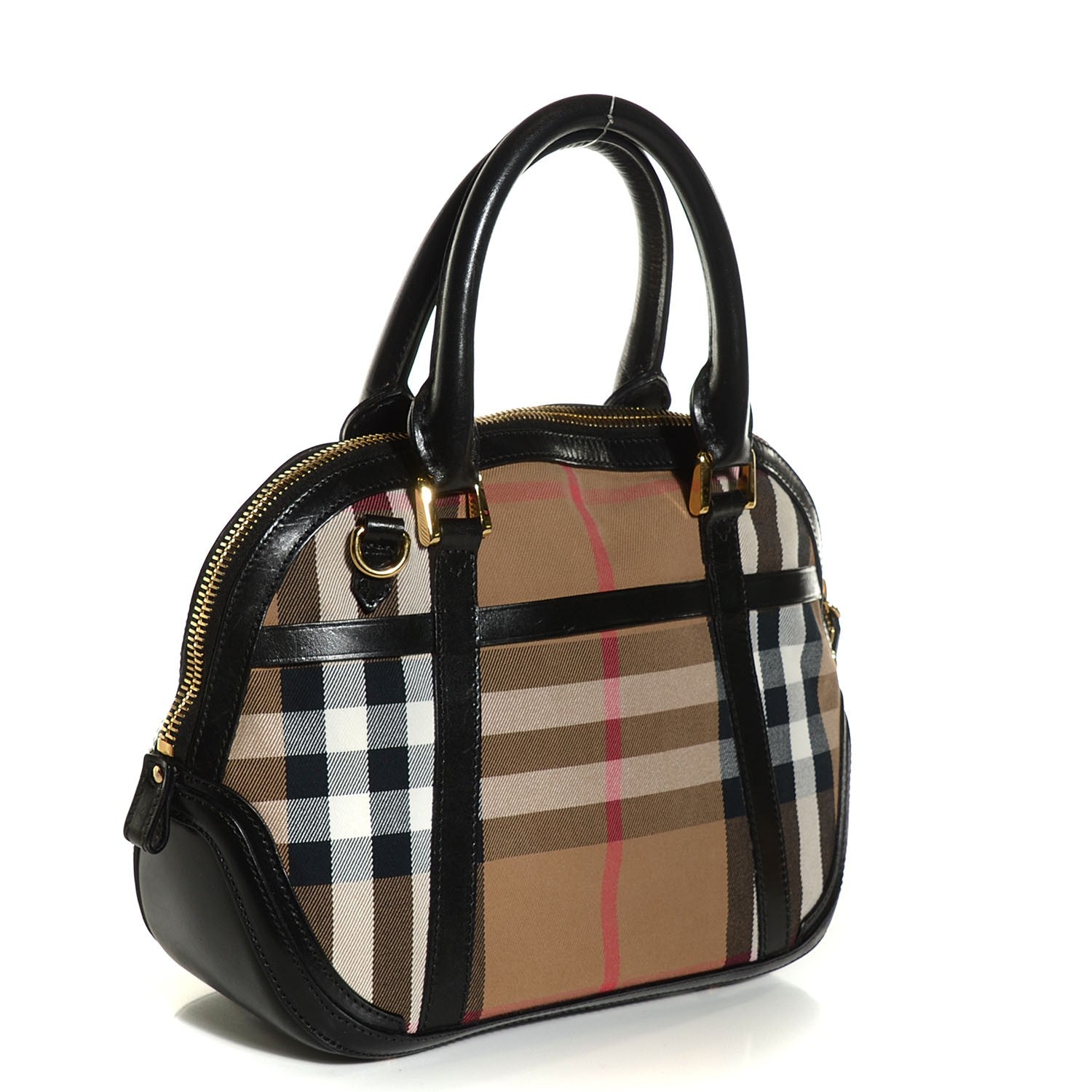 Burberry Bridle Calfskin House Check Small Orchard Bowling Bag Black 3 of 12