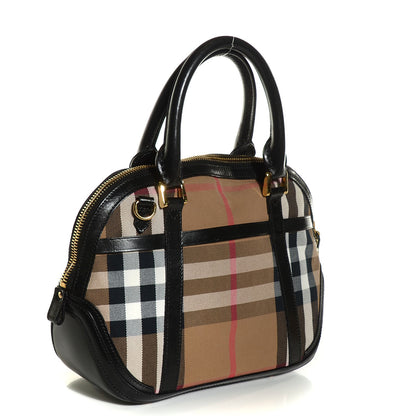 Burberry Bridle Calfskin House Check Small Orchard Bowling Bag Black 3 of 12