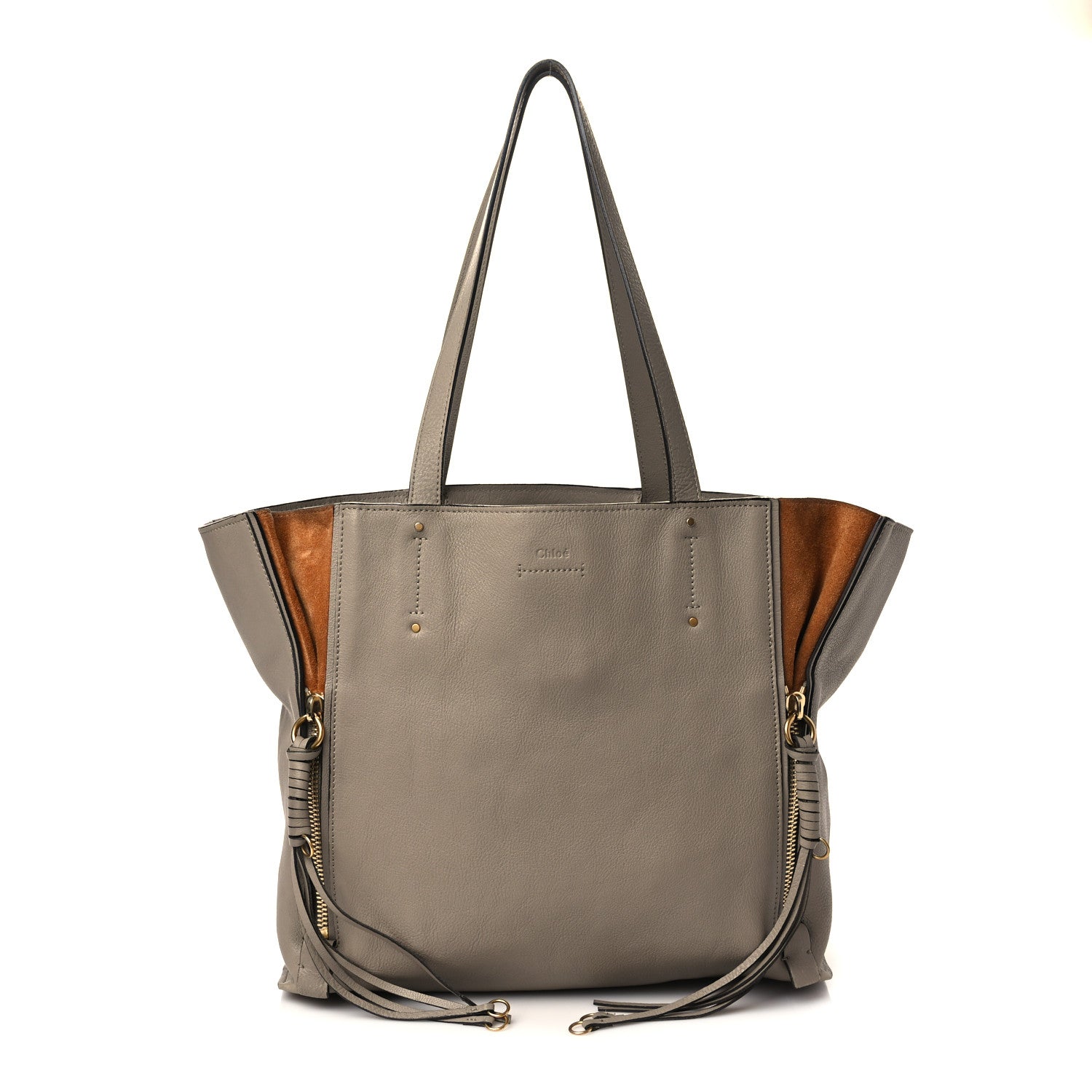 Chloe Smooth Calfskin Medium Milo Shopping Tote Motty Grey 1 of 7