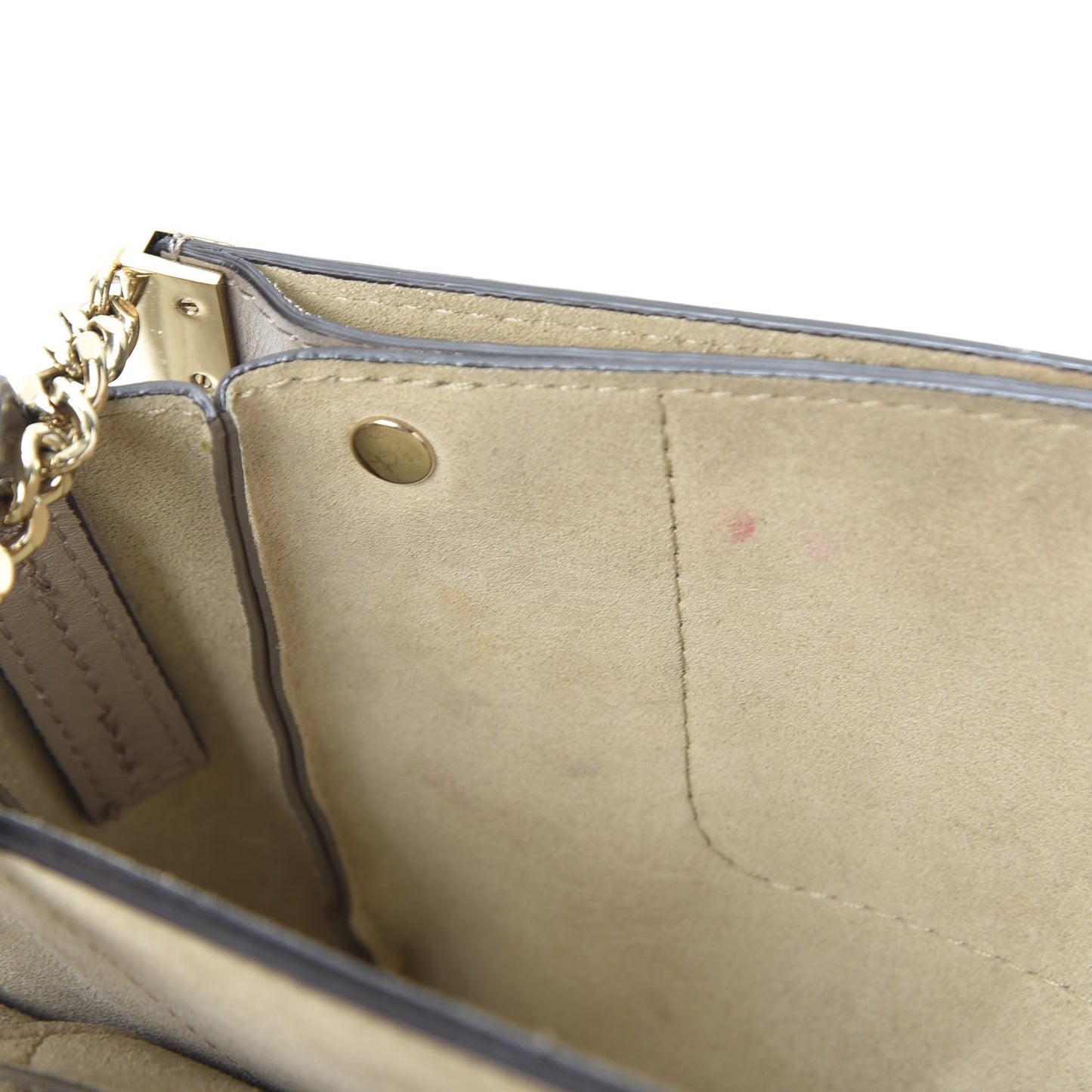 Suede Calfskin Small Faye Shoulder Bag Motty Grey