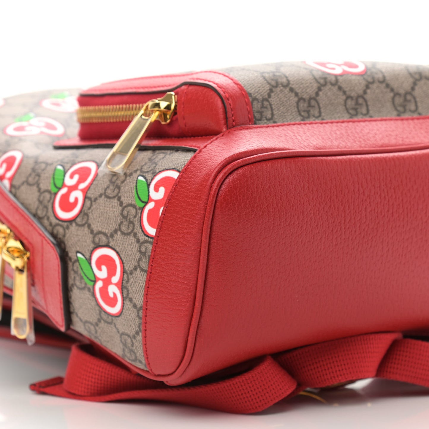 GG Supreme Monogram Apple Small Retro Interlocking G Day Backpack Beige Multicolor Lobster Red