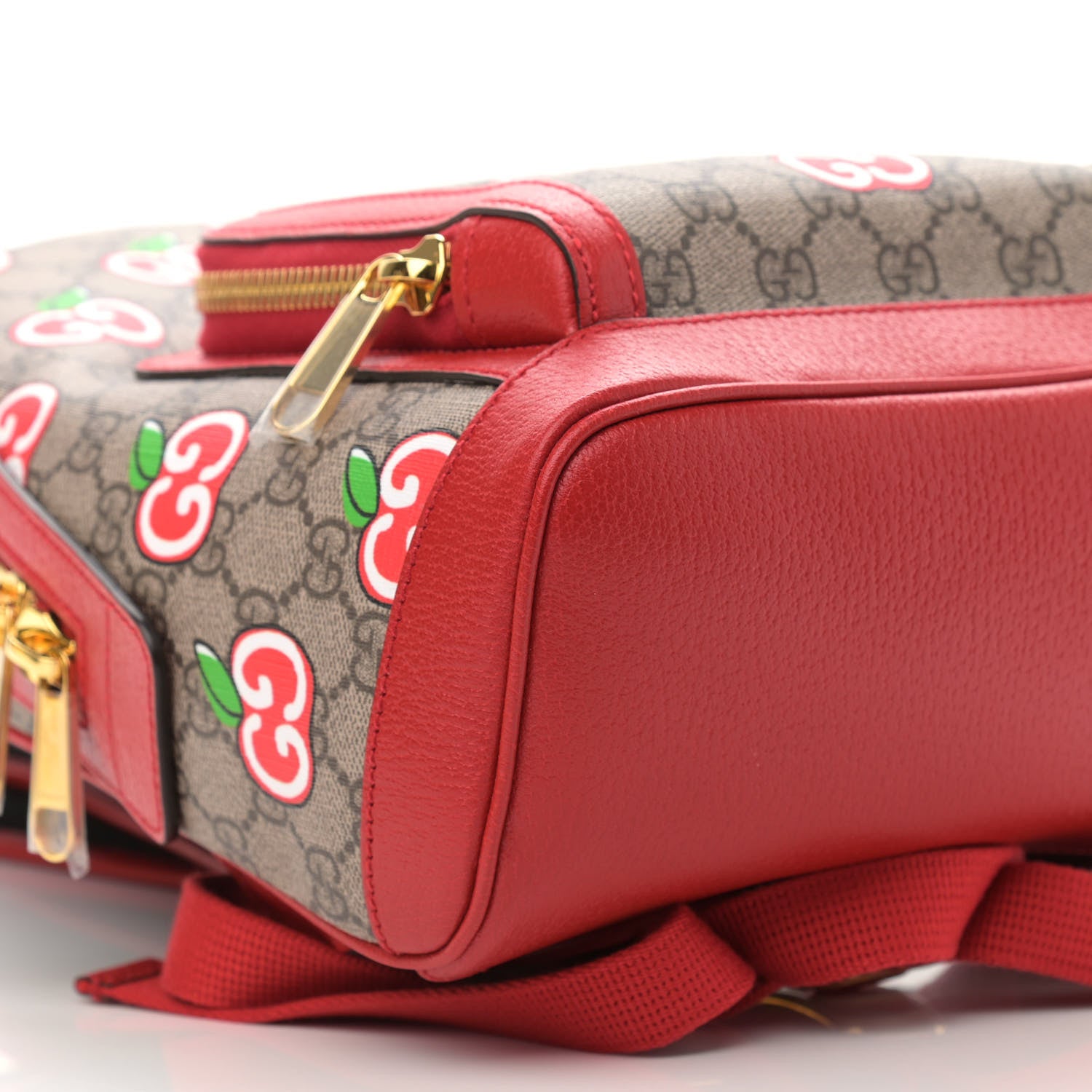 Gucci GG Supreme Monogram Apple Small Retro Interlocking G Day Backpack Beige Multicolor Lobster Red 4 of 10