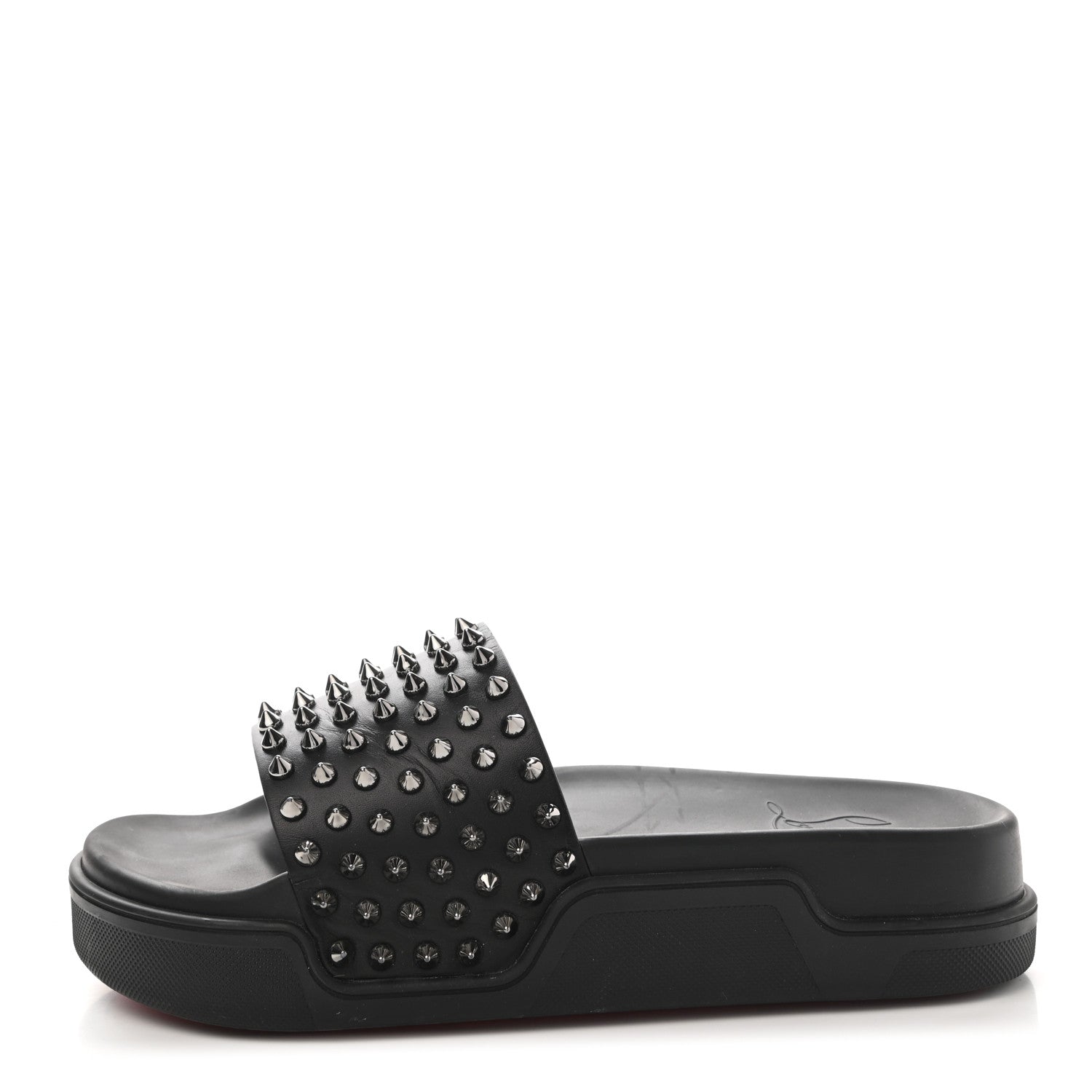 Christian Louboutin Calfskin Studded Pool Fun Platform Flat Slide Sandals 39 Black 1 of 10