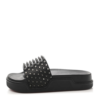 Christian Louboutin Calfskin Studded Pool Fun Platform Flat Slide Sandals 39 Black 1 of 10