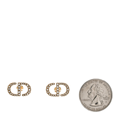 Christian Dior Crystal Petit CD Stud Earrings Gold 2 of 5