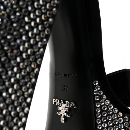 Prada Satin Crystal Triangle Logo 40/135mm Platform Sandals 37 Cristal 7 of 9