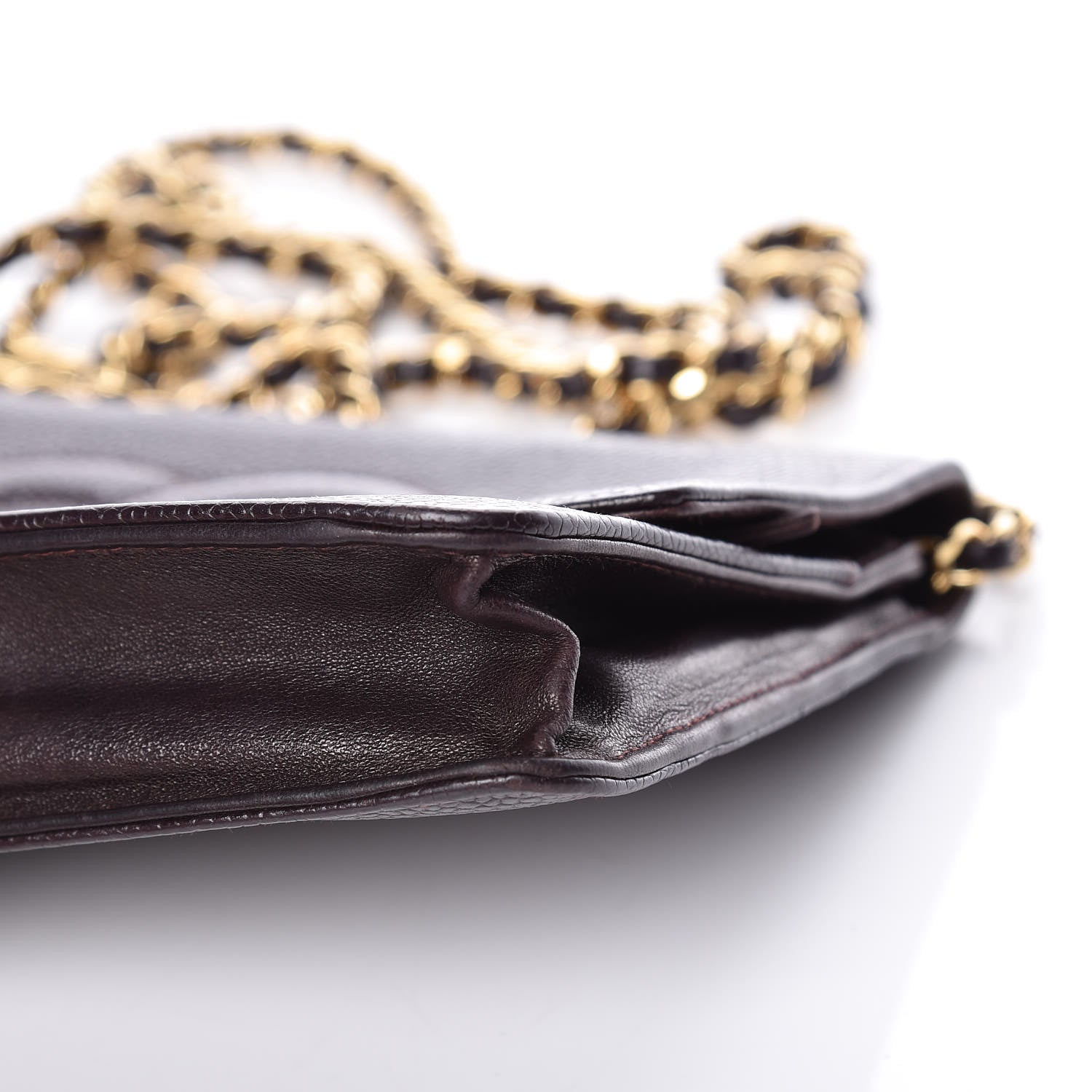Chanel Caviar Timeless CC Wallet On Chain WOC Dark Brown 10 of 16