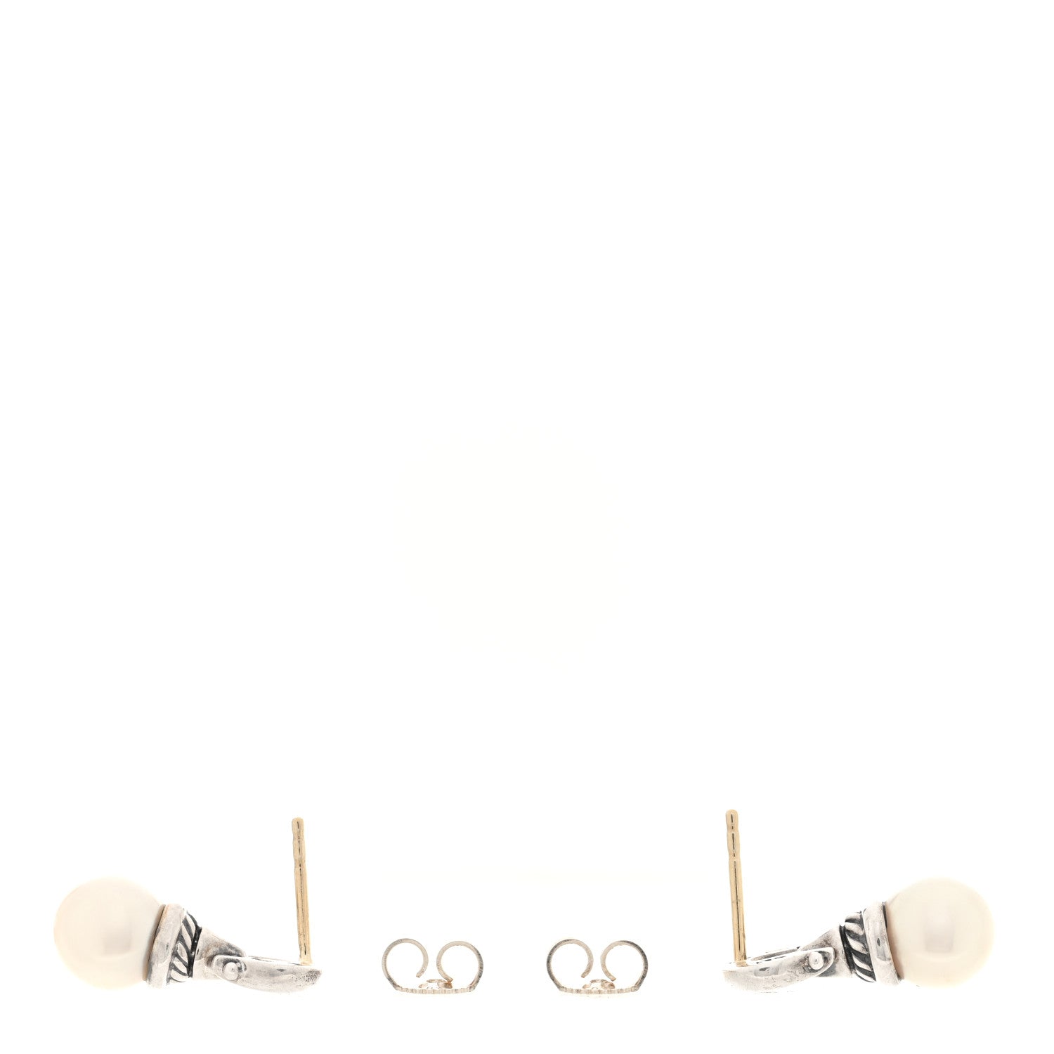 David Yurman Sterling Silver Tahitian Pearl Pearl Buckle Drop Earrings 3 of 4