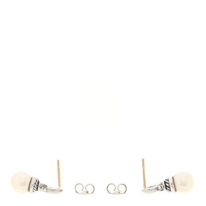 David Yurman Sterling Silver Tahitian Pearl Pearl Buckle Drop Earrings 3 of 4