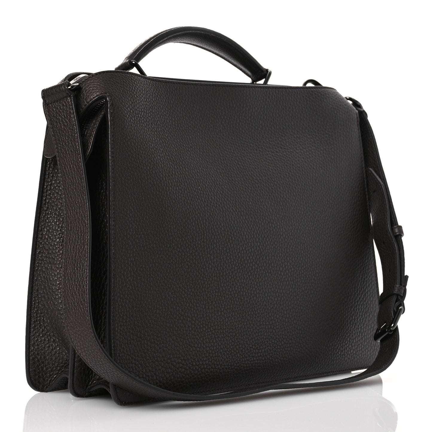 Cuoio Romano Vitello Cover Glazed Fabric Bi-Color FF 1974 Medium Peekaboo I SEE U Satchel Dark Brown