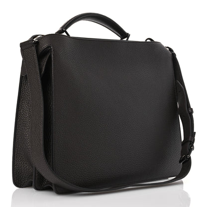 Fendi Cuoio Romano Vitello Cover Glazed Fabric Bi-Color FF 1974 Medium Peekaboo I SEE U Satchel Dark Brown 3 of 16
