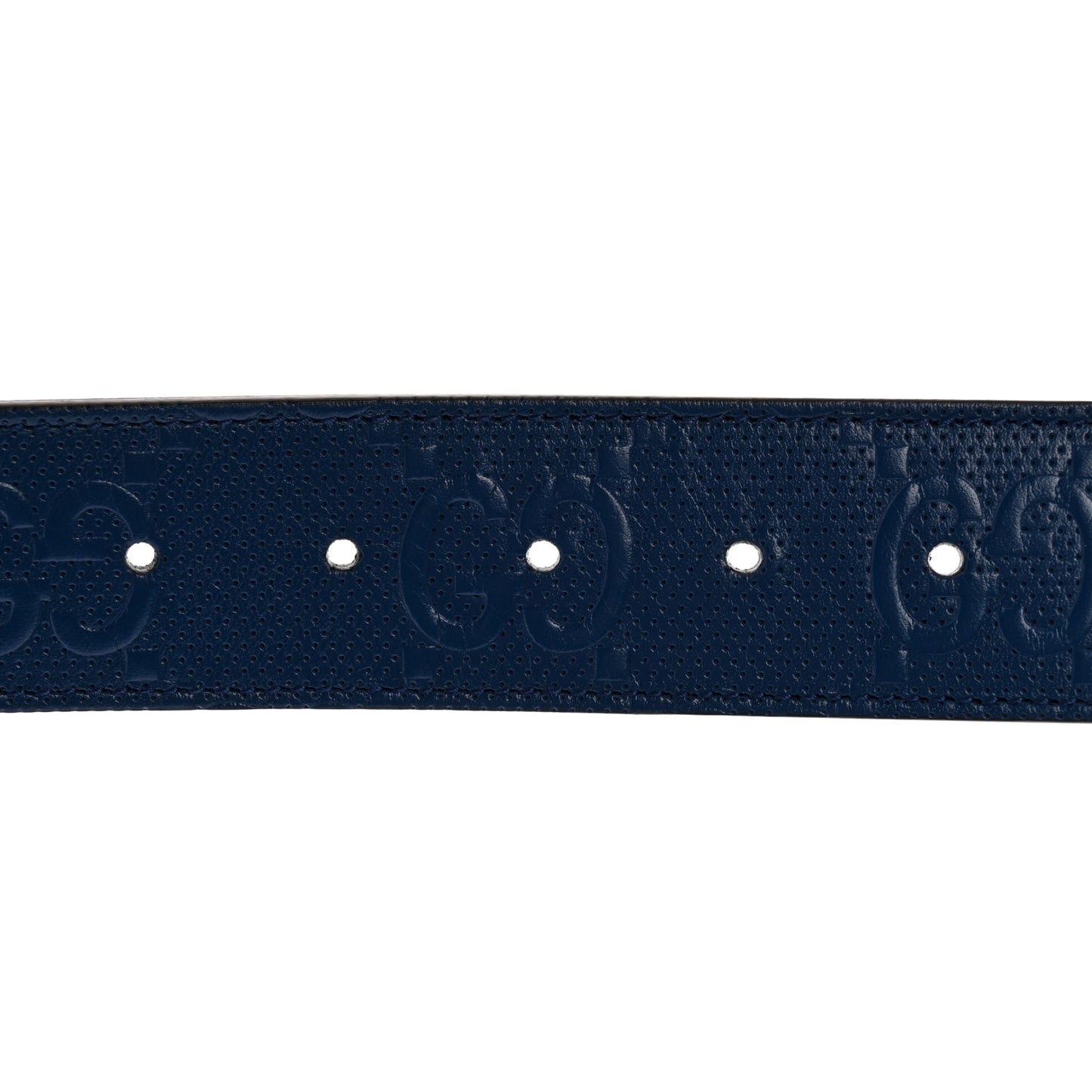 Calfskin GG Tennis Embossed Double G 40mm Belt 90 36 Intense Metal Blue