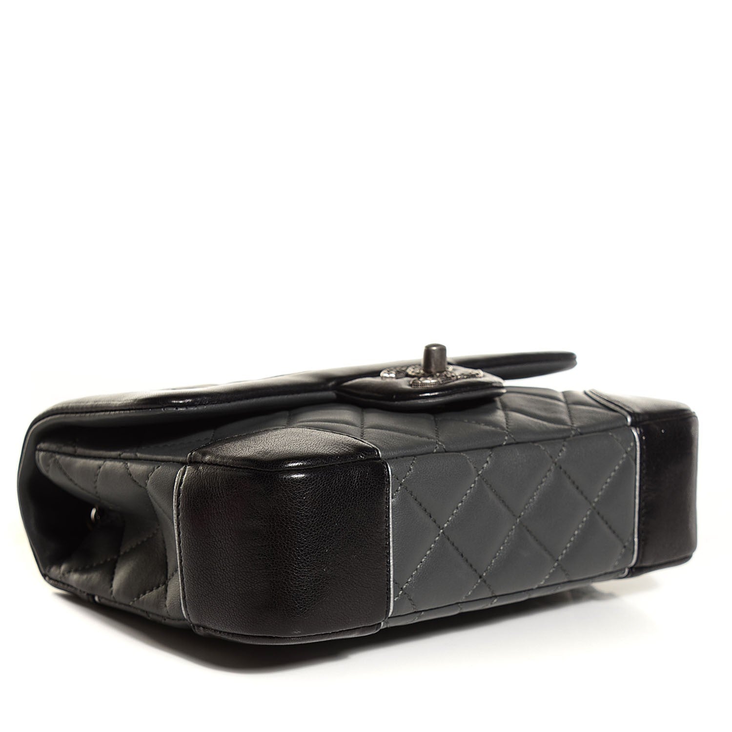 Chanel Calfskin Quilted Bi-Color Mini Flap Grey Black 4 of 9