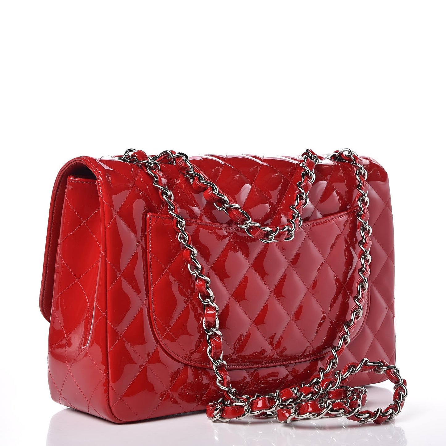 Patent Quilted Jumbo Single Flap Dark Red