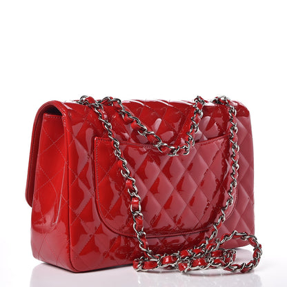 Chanel Patent Quilted Jumbo Single Flap Dark Red 4 of 9