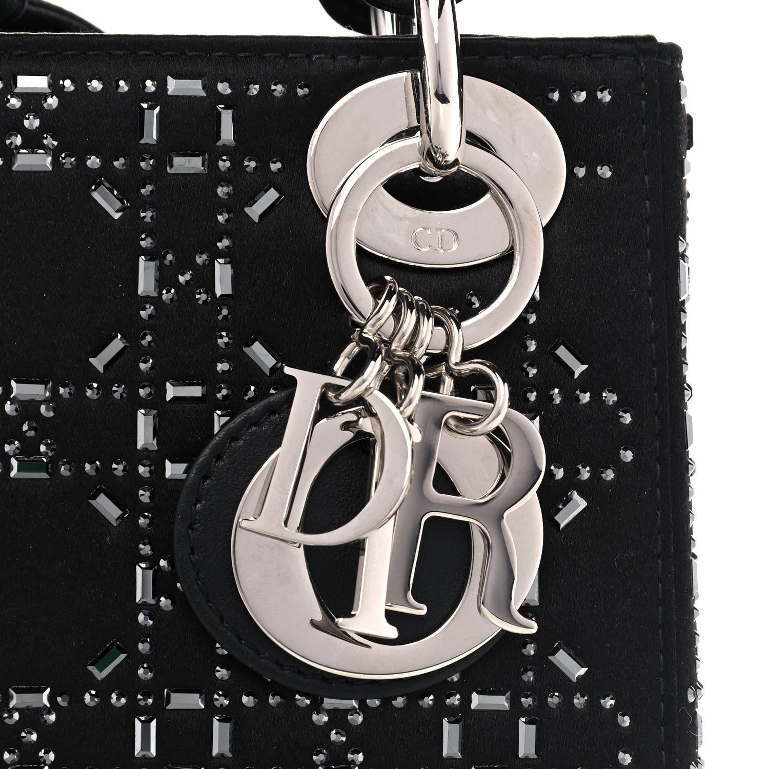 Christian Dior Satin Crystal Cannage Mini Lady Dior Black 7 of 10