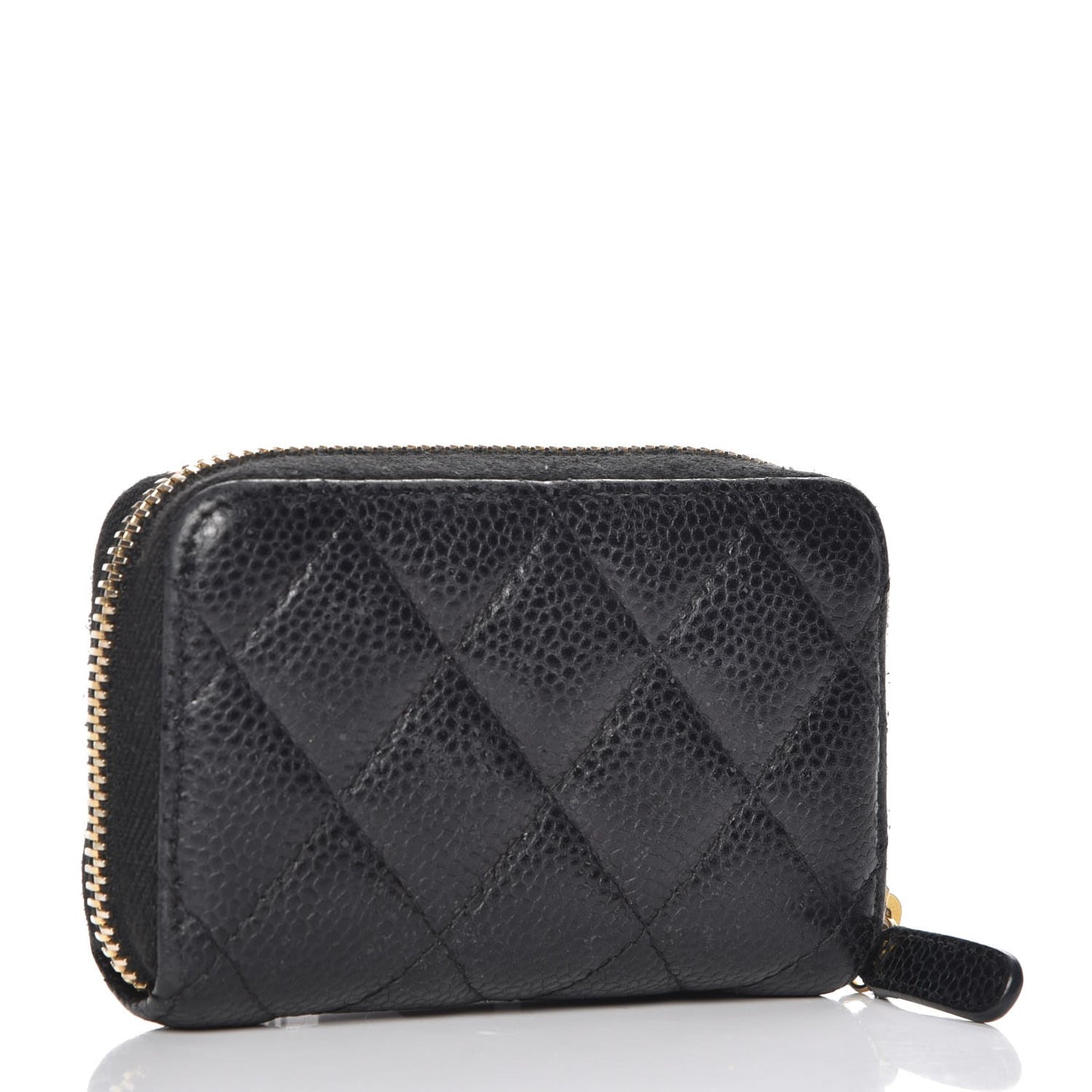 Caviar Quilted Zip Coin Purse Black