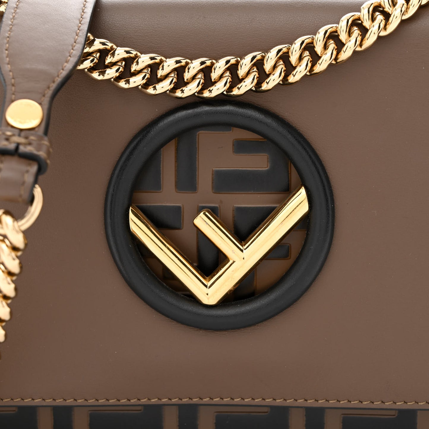 Vitello Century F is Fendi Bi-Color FF 1974 Embossed Small Kan I Shoulder Bag Maya Black