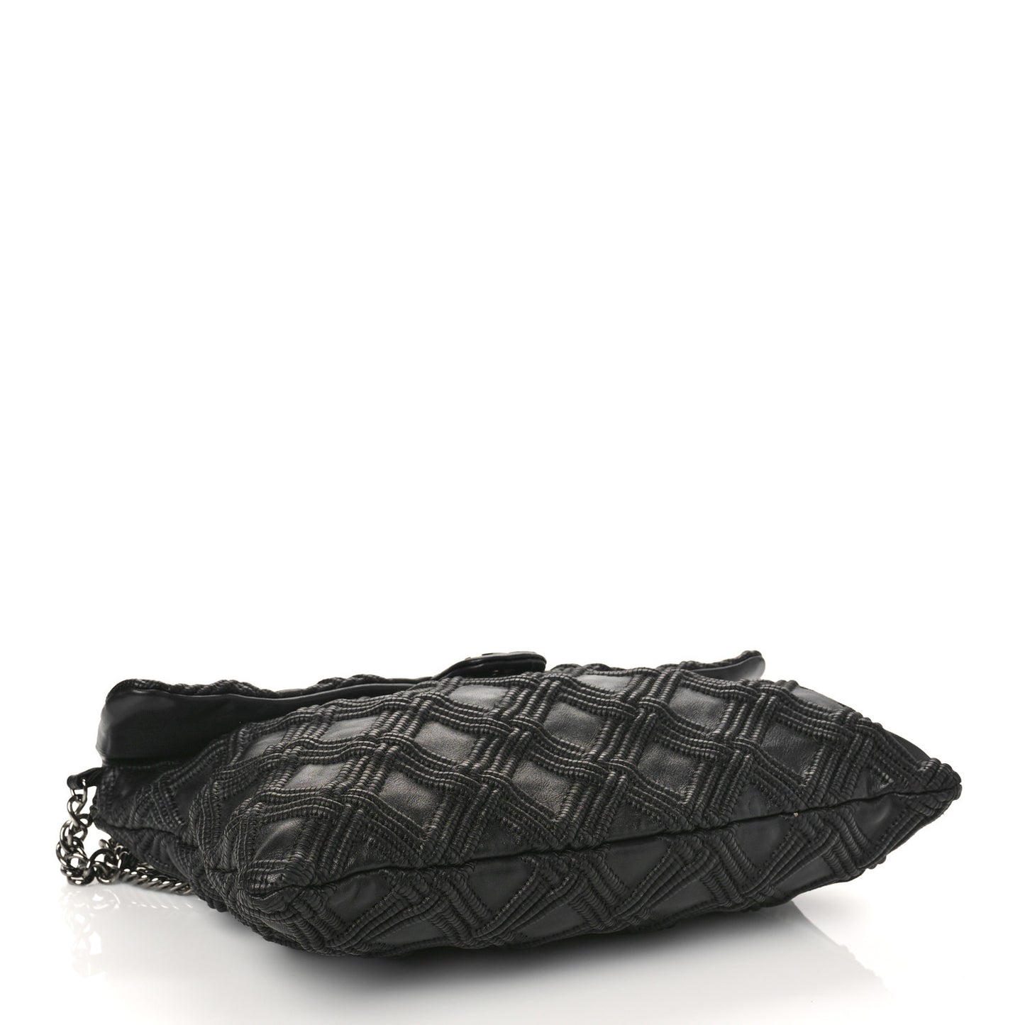 Lambskin Stitched Large Walk Of Fame Flap Black