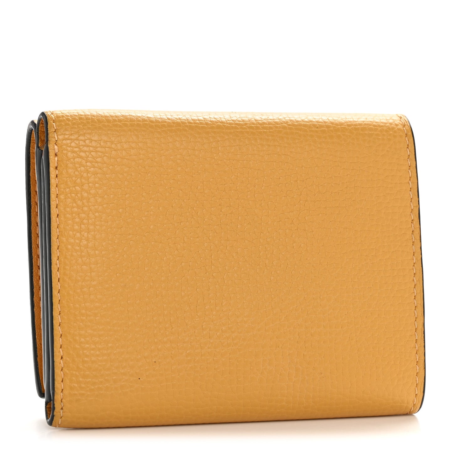 Grained Calfskin Anagram Trifold Wallet Sunflower