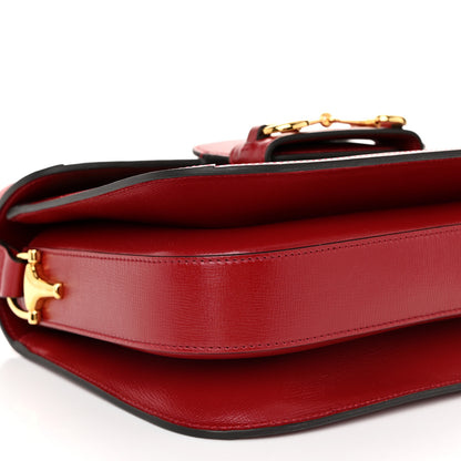 Gucci GG Supreme Monogram Azalea Calfskin Horsebit 1955 Shoulder Bag Beige Ebony New Cherry Red 9 of 10