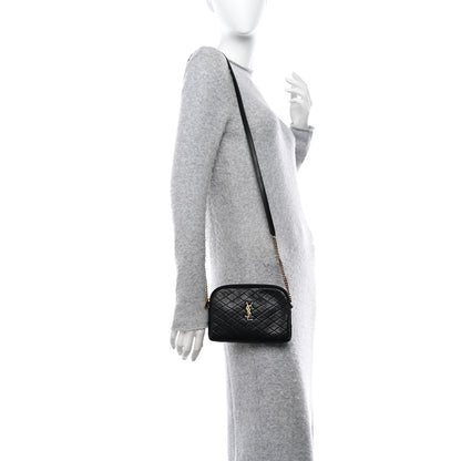 Saint Laurent SAINT LAURENT Lambskin Quilted Gaby Zipped Pouch Black 2 of 11